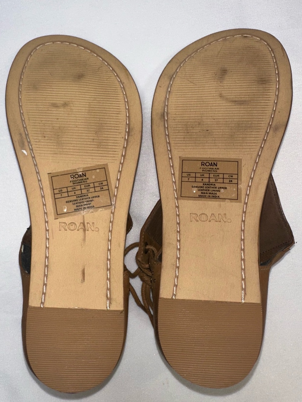 ⁠ROAN Bed Stu Xandria Leather Thong Sandals Womens 7 Tan Brown Studded Boho Flat - Picture 10 of 10